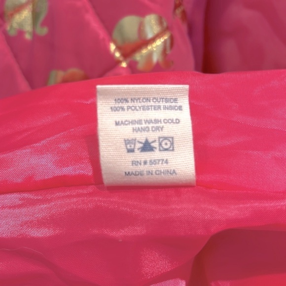 SIMPLY SOUTHERN Puffer Vest Elephant Print Preppy Colligiate Large Gold Pink - Picture 8 of 9